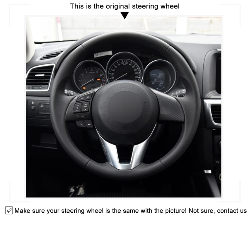 MEWANT черный кожаный чехол рулевого колеса автомобиля для Mazda 3 Axela 2013-2016 6 Atenza 2014-2017 2