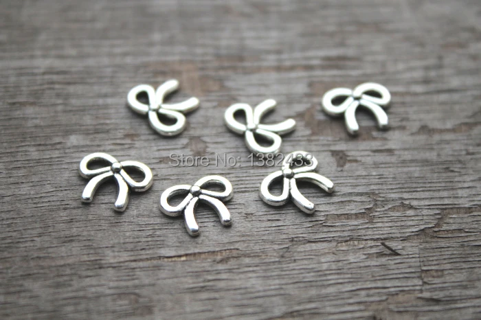 

50pcs-- Bow Charms, Antique silver Butterfly Knot Bow charm pendant 10x8mm