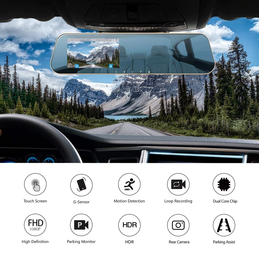 CRUZ Car Dvr камера 4 3 &quotсенсорный экран FHD 1080P зеркало заднего вида цифровой