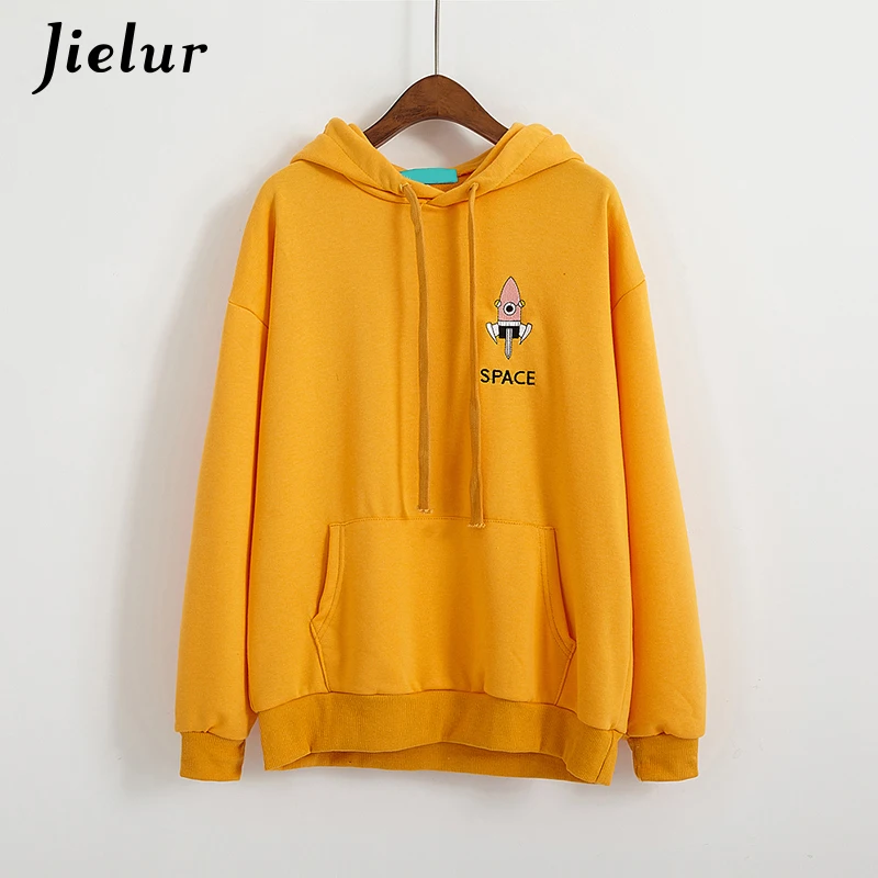 Jielur Kawaii мультфильм вышивка Kpop женские толстовки с капюшоном сезон осень весна