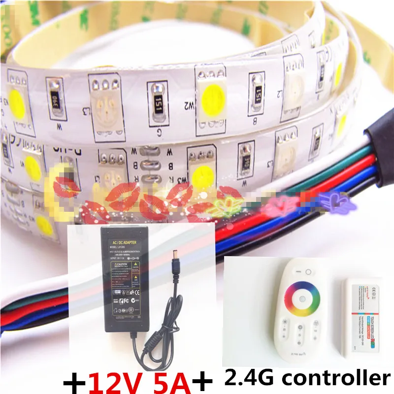 5 м гибкая RGBW 5050 SMD Светодиодная лента Водонепроницаемая DC12V RGB + белая Диодная