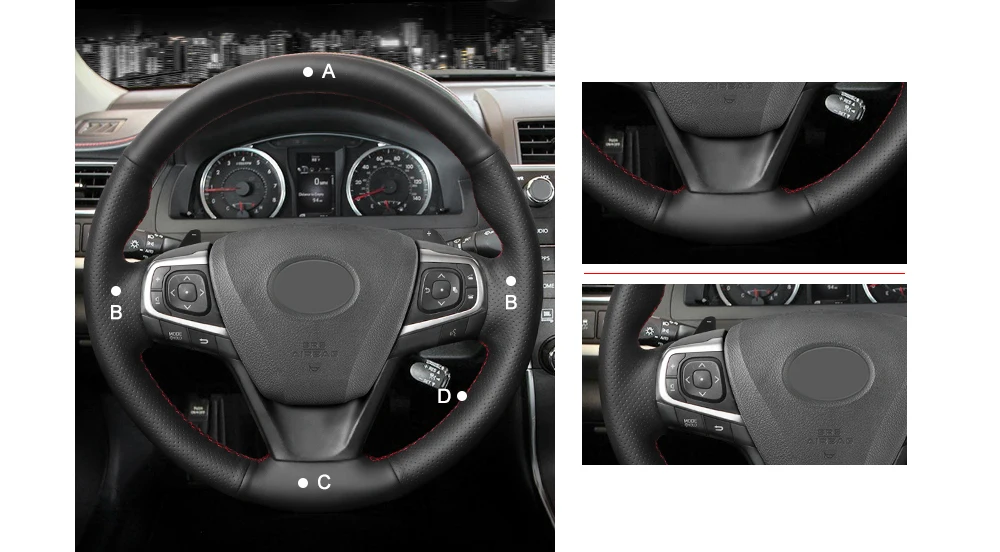 MEWANT черный из натуральной кожи чехол рулевого колеса автомобиля для Toyota Camry Avalon 2013