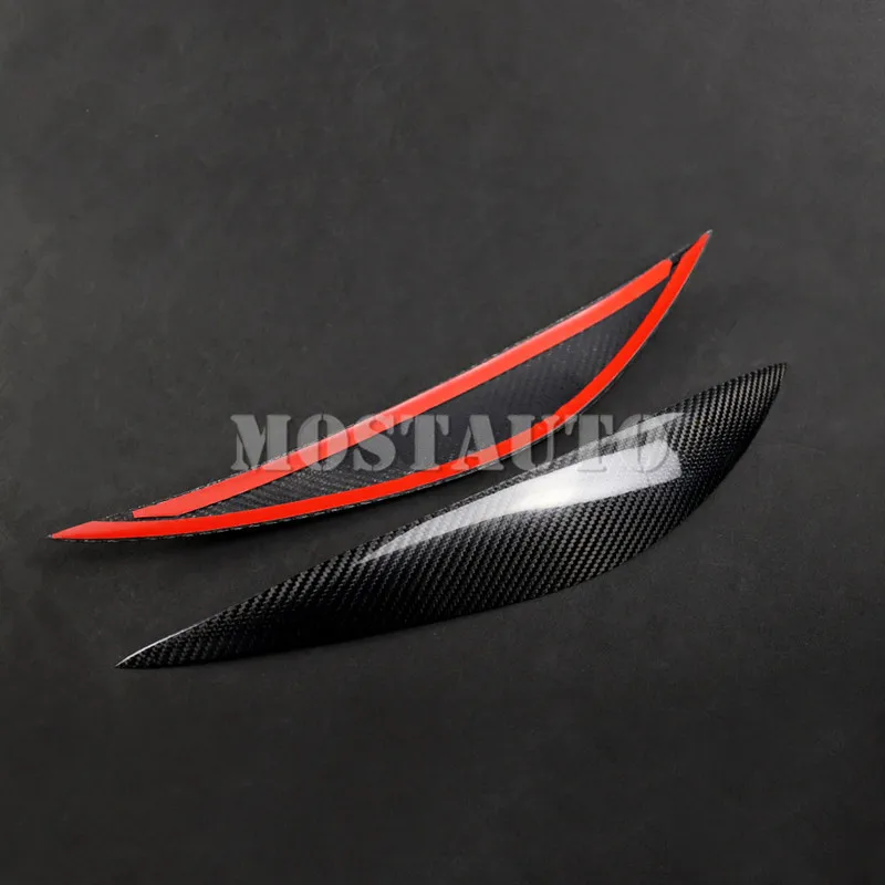 For Benz C Class W204 Carbon Fiber Headlight Eye Lid Eyebrow Cover 2008-2013 2pcs Car Accessories Interior Decor Trim | Автомобили и