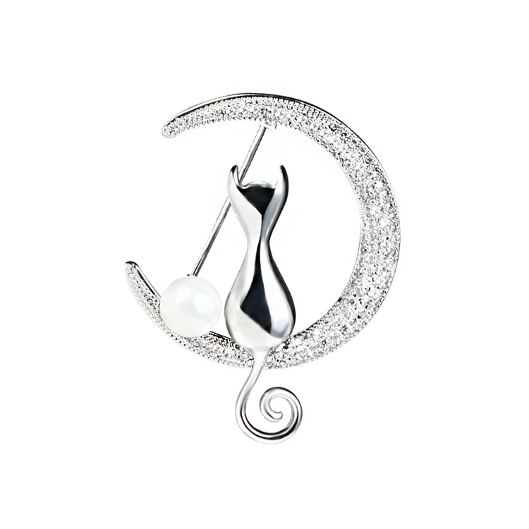 LADYCHIC романтичный серебристый цвет броши кошки для девочек женские пальто