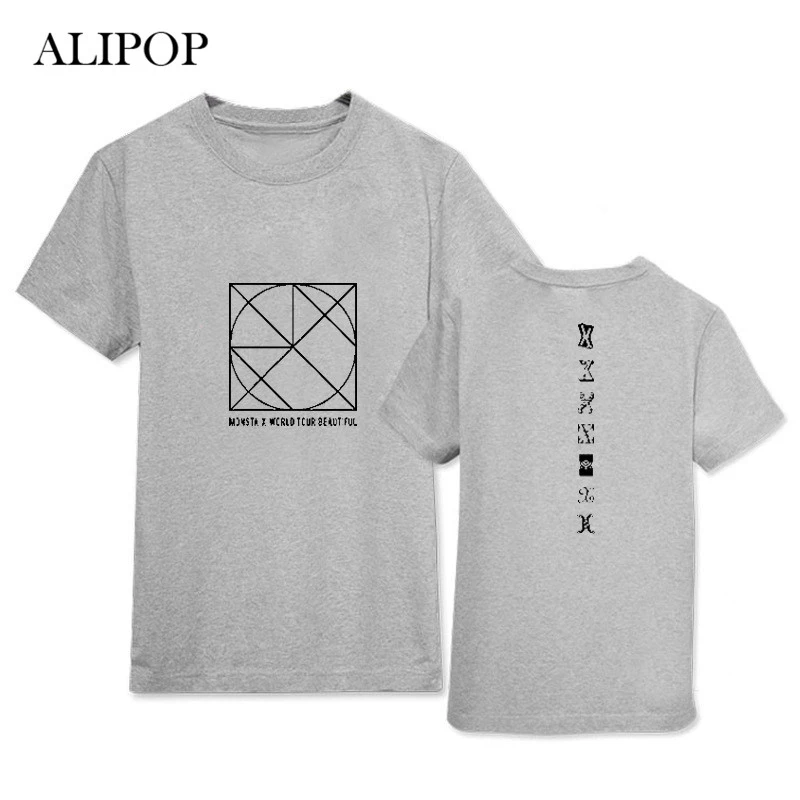 K Pop Kpop MONSTA X Be Beautiful Album Shirts POP повседневная хлопковая одежда футболка топы с