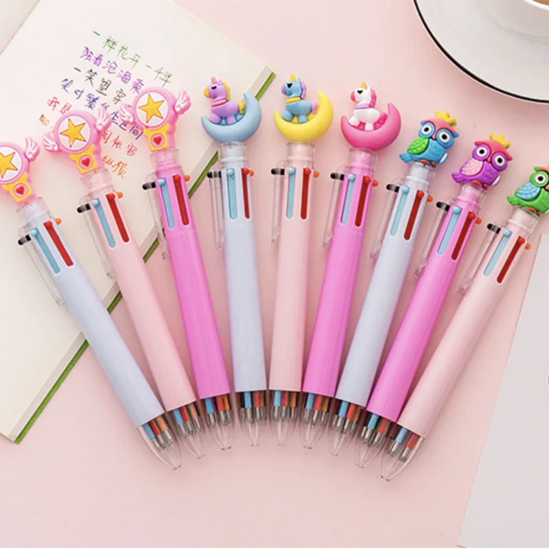 Kawaii розовый единорог 6 цвета, шариковая ручка для девочек; детская одежда для сна розового цвета с сердцем "," Сова "," кошка "Поросенок ручки канцелярские милые офисные школьные принадлежности, блокноты