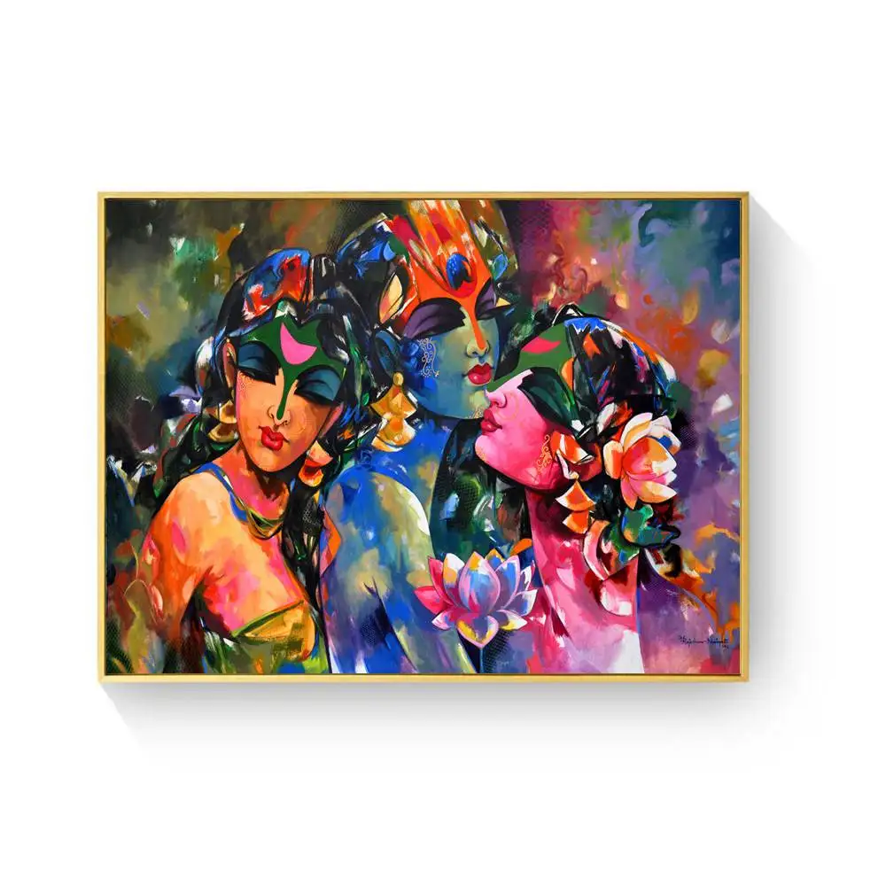 Krishna женщины и цветы картина, печатный плакат декоративные настенные картины для гостиной без рамки украшения дома аксессуары - Цвет: 2