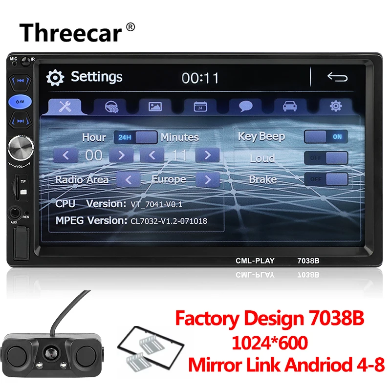camera frame 1 Новое заводское 7038B 2din автомобильное радио " Bluetooth автомобильное стерео радио аудио медиа Автомобильный мультимедийный MP5 плеер с Android зеркальное соединение - Цвет: camera frame 1