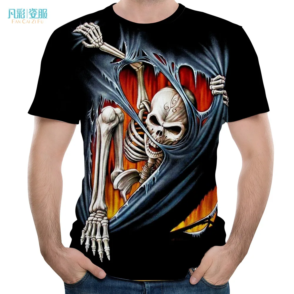

2019 Women's T-shirt Round Neck And Short Sleeves 3D Skull Print T-shirt Short Sleeve C T Shirt Casual Tops Cool Tee Shirts
