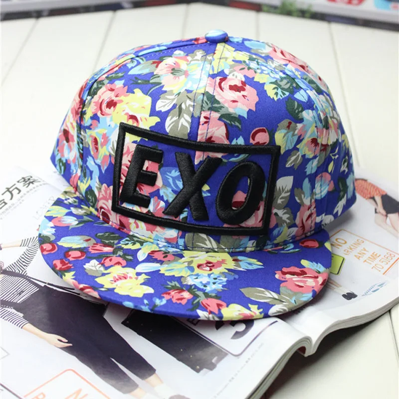 2017 Новый дизайн модный яркий цветок с принтом бейсболка надписью EXO для женщин и