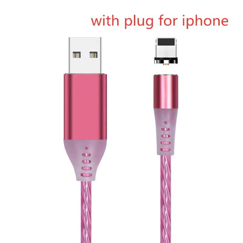 ping with ios plug SUNPHG поток световой Магнитный кабель светодиодный светильник Micro USB шнур Тип C кабель зарядного устройства для iPhone samsung мобильный телефон зарядный провод - Цвет: ping with ios plug