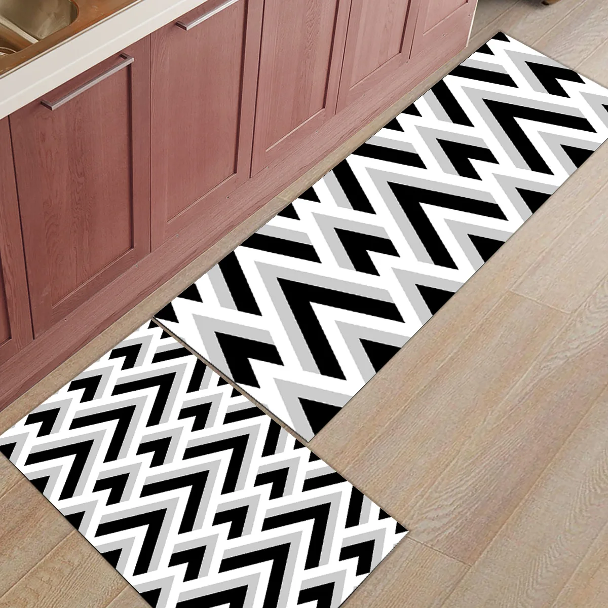 2 шт. кухонные подстилки И КОВРИКИ НАБОР современный геометрический синий серый и