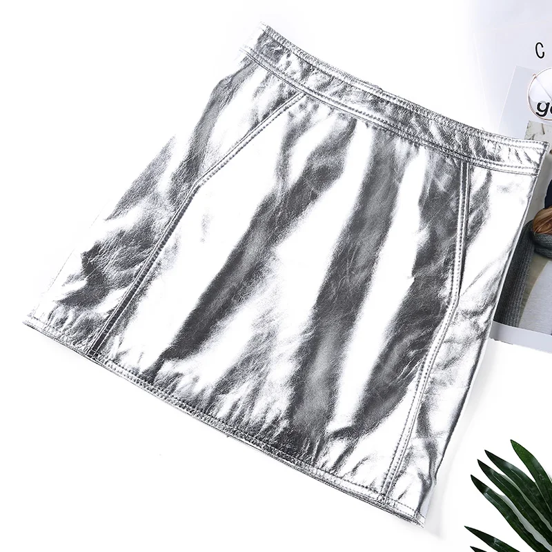 Женская короткая юбка из натуральной кожи элегантная облегающая трапециевидная