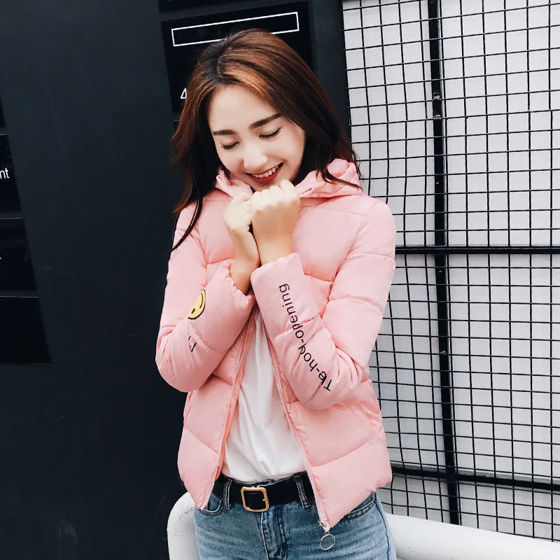 Новинка 2019 года зимняя куртка для женщин изящное приталенное пальто со смайликом