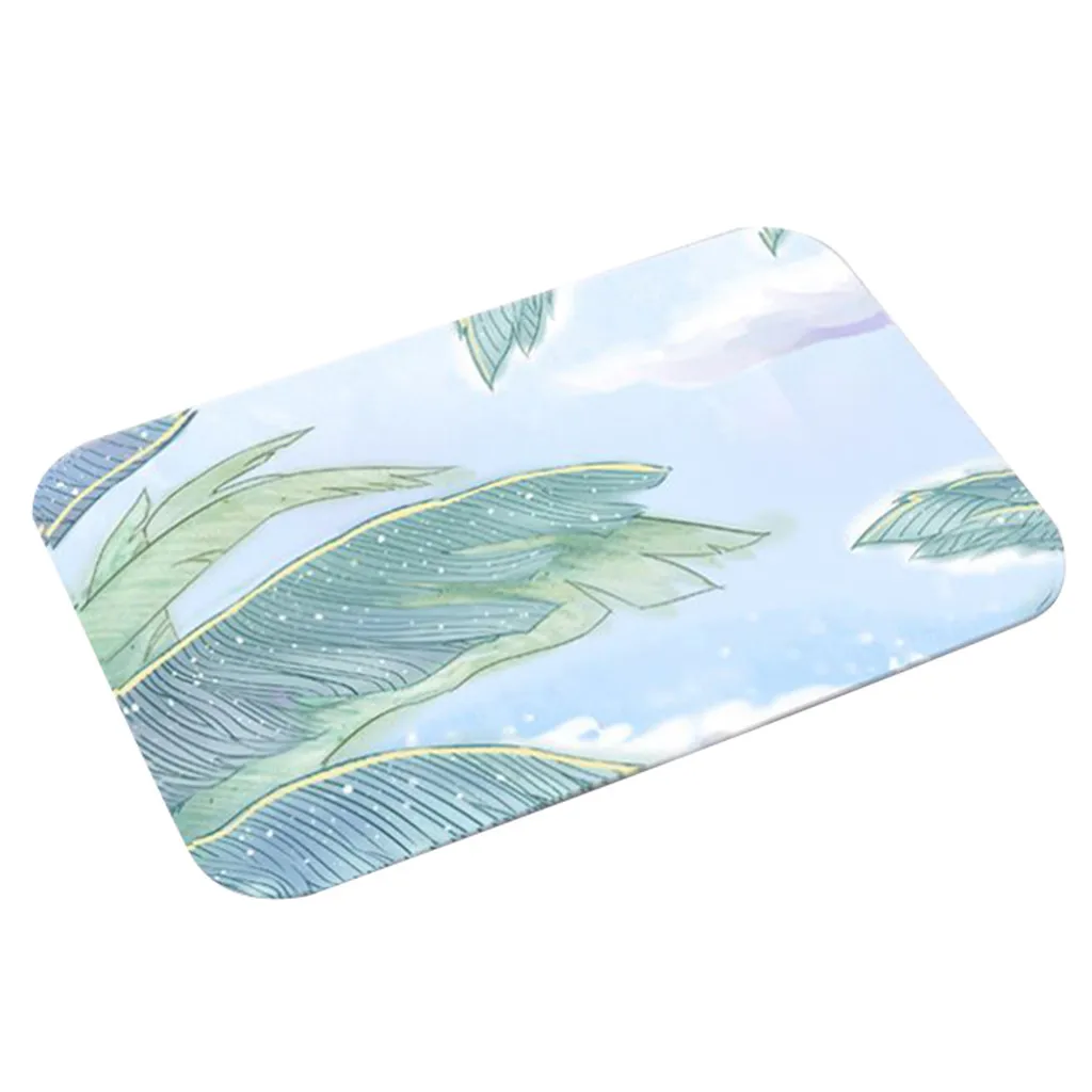 Ковер для ванной комнаты из полиэстера с изображением тропических листьев 40*60 см