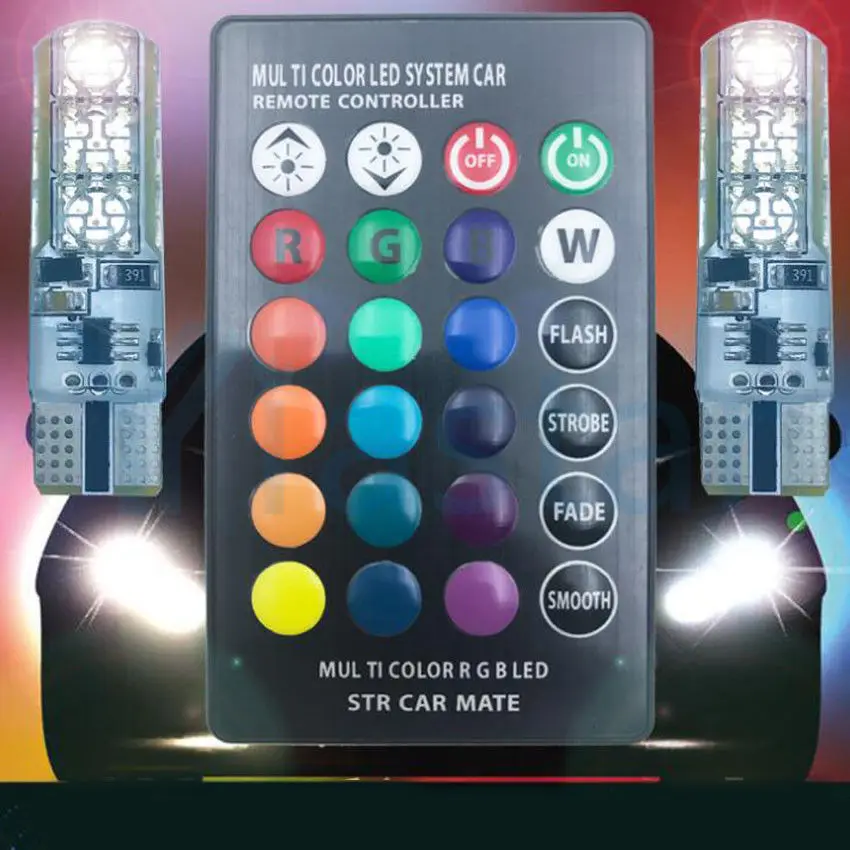 100 шт. Автомобильные светодиодные лампы RGB T10 W5W 194 168 5050 SMD | Автомобили и мотоциклы