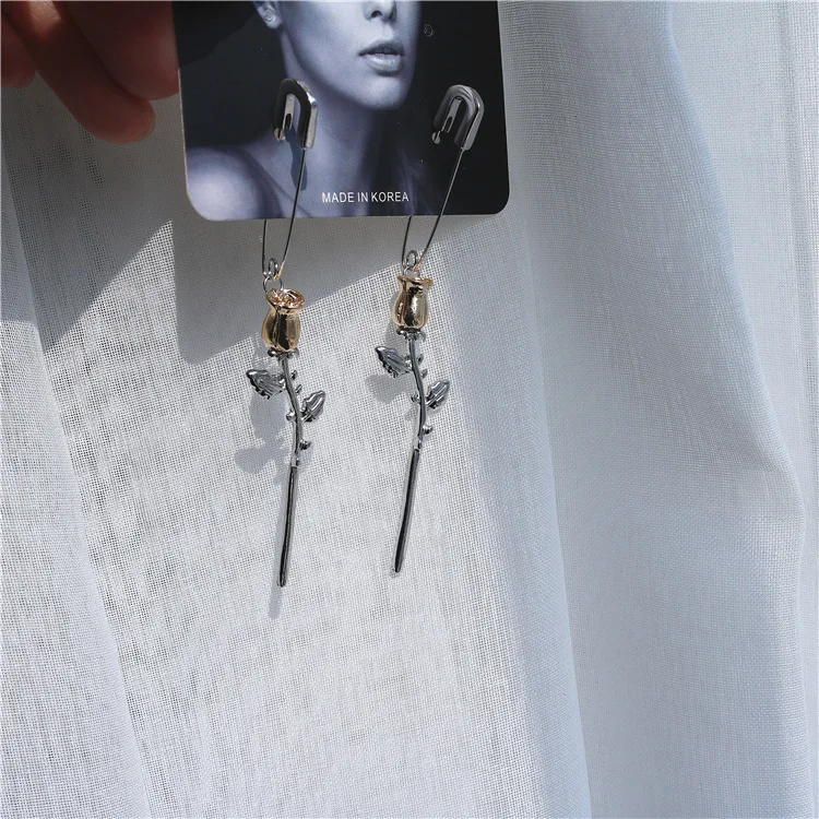 2020 New Fashion Pin Rose Earrings Original Design Sexy Exaggerated for Women Long Alloy Fine Catwalk Gift | Украшения и