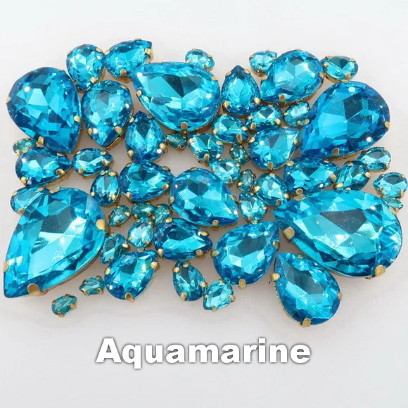 A5 Aquamarine Серьги в форме капли воды, 7 размеров микс 50 шт./пакет золото коготь настройки хрусталя пришить стразы бусины торжественное платье, обуви, сумок и diy кружевной отделкой - Цвет: A5 Aquamarine