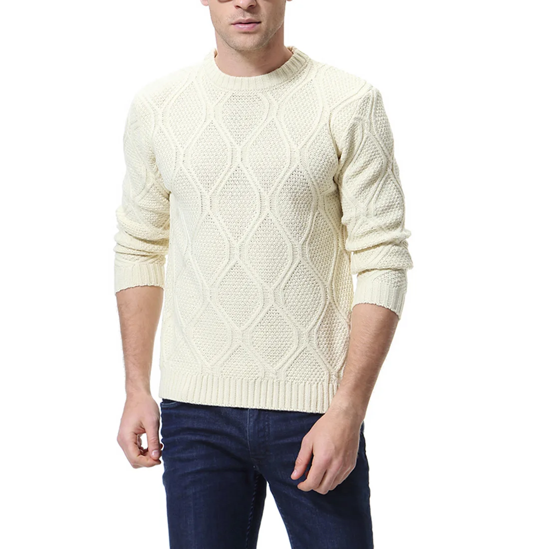 

Зима 2018, однотонные мужские свитера с круглым вырезом и длинными рукавами, тонкие вязаные пуловеры, мужские витые свитера, мужские свитера