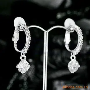 Earing clip crystal round circle rhinestone CZ earings for non pierced ears women | Украшения и аксессуары