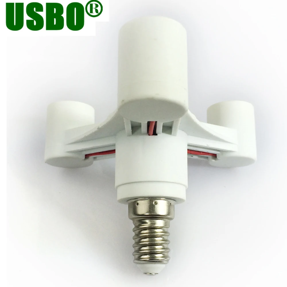 White Gray E14 or e27 to 3e14 Crystal Chandelier Conversion Lamp Holder Light Switch Divided Into 3 Part 6A 100-230V | Лампы и