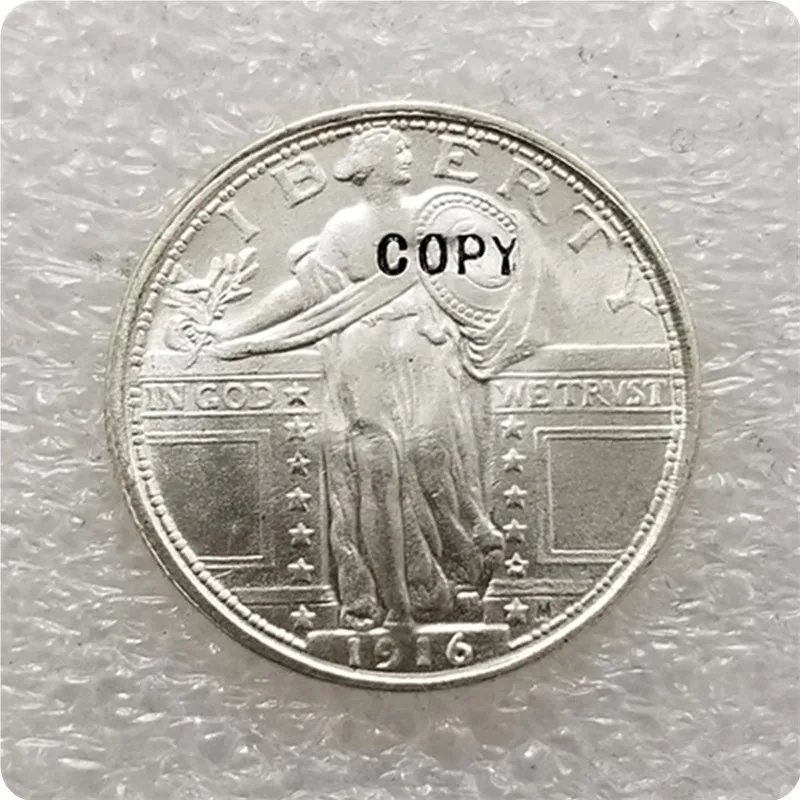 США 1916 P копия памятных монет стоящая свобода четверть монеты медаль