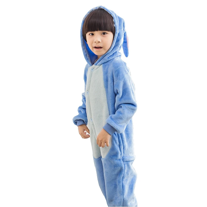 

Детский комбинезон Kugurumi в виде животных, голубая Стич, цельная Пижама для мальчиков и девочек, детская зимняя Пижама, костюм для сна