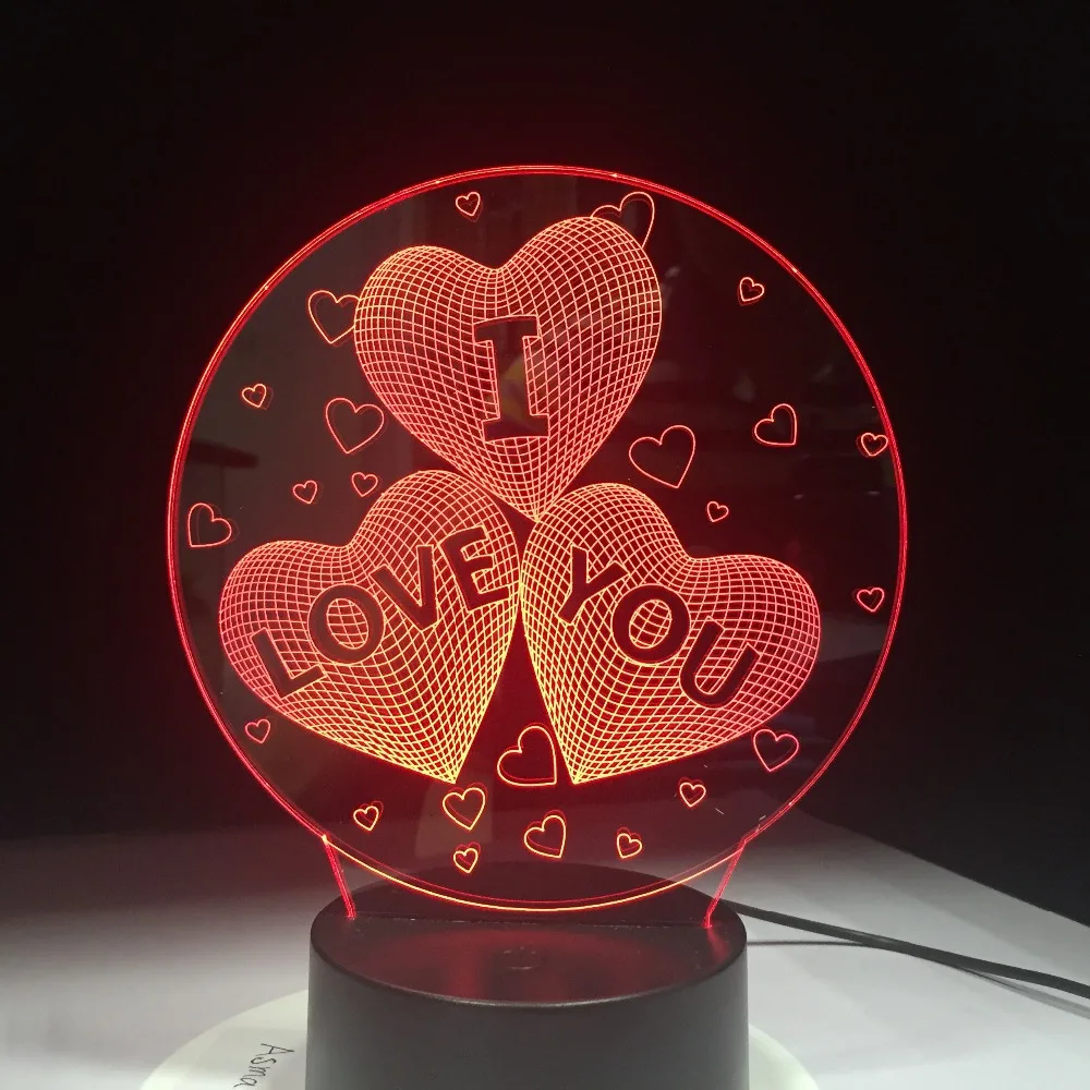 Новейший красочный 3D светильник I LOVE YOU USB акриловый светодиодный ночсветильник