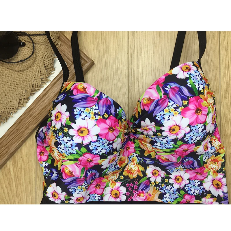 Сдельный купальник 2019 бюстгальтер с вкладышами пуш ап для женщин Цветочный