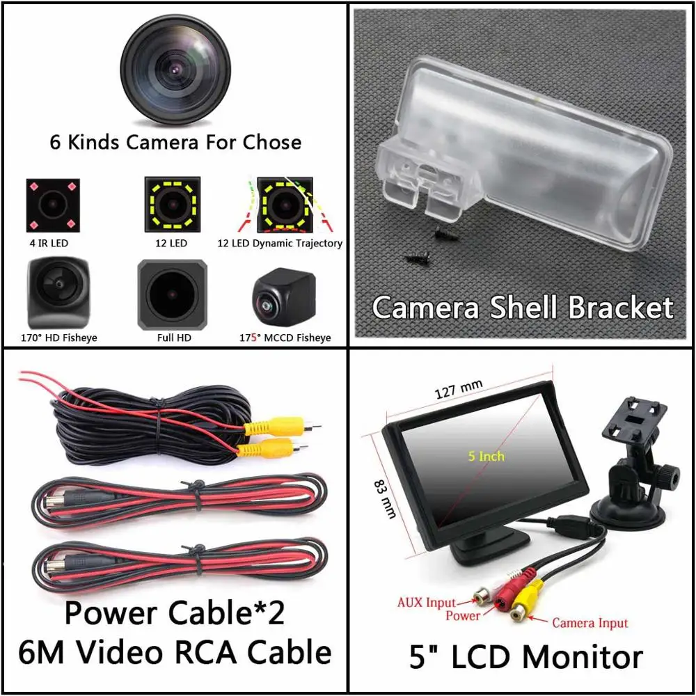 Camera 5 inch LCD 175 градусов 1080P рыбий глаз задний вид автомобиля камера для Subaru Forester 2013 Subaru WRX Парковка монитор - Название цвета: Camera 5 inch LCD