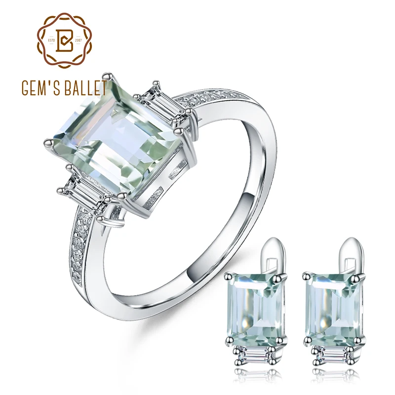 Набор украшений для женщин GEM'S BALLET прямоугольное кольцо из стерлингового