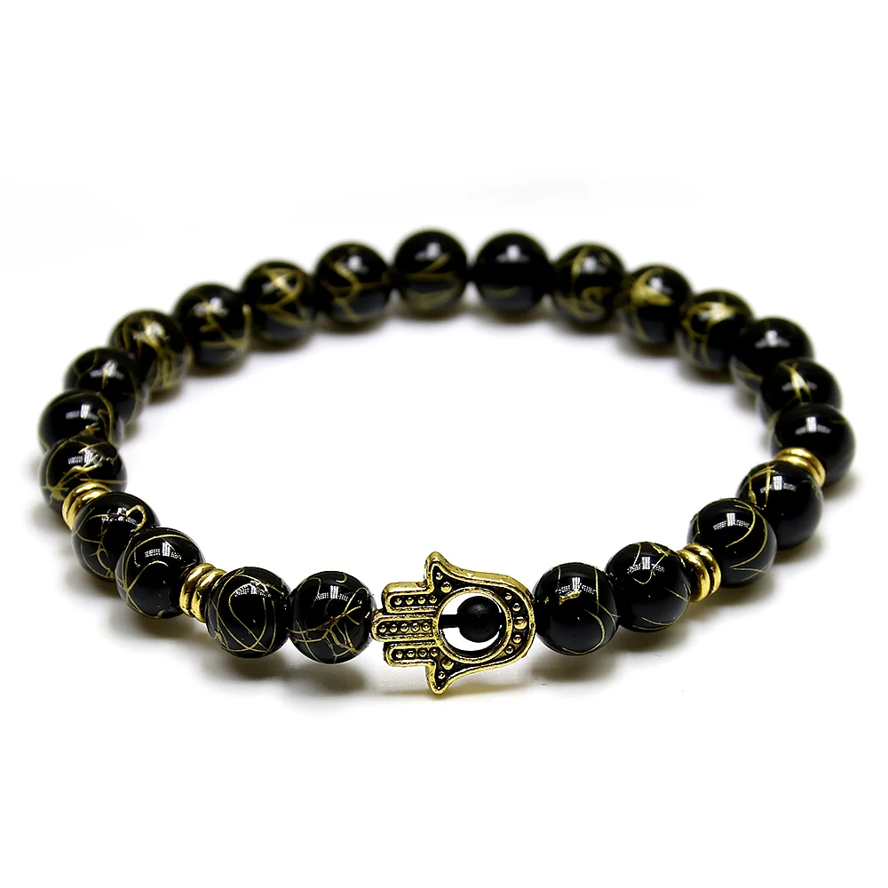 Дизайнерский браслет Удачи пальмовый глаз натуральный камень оникс