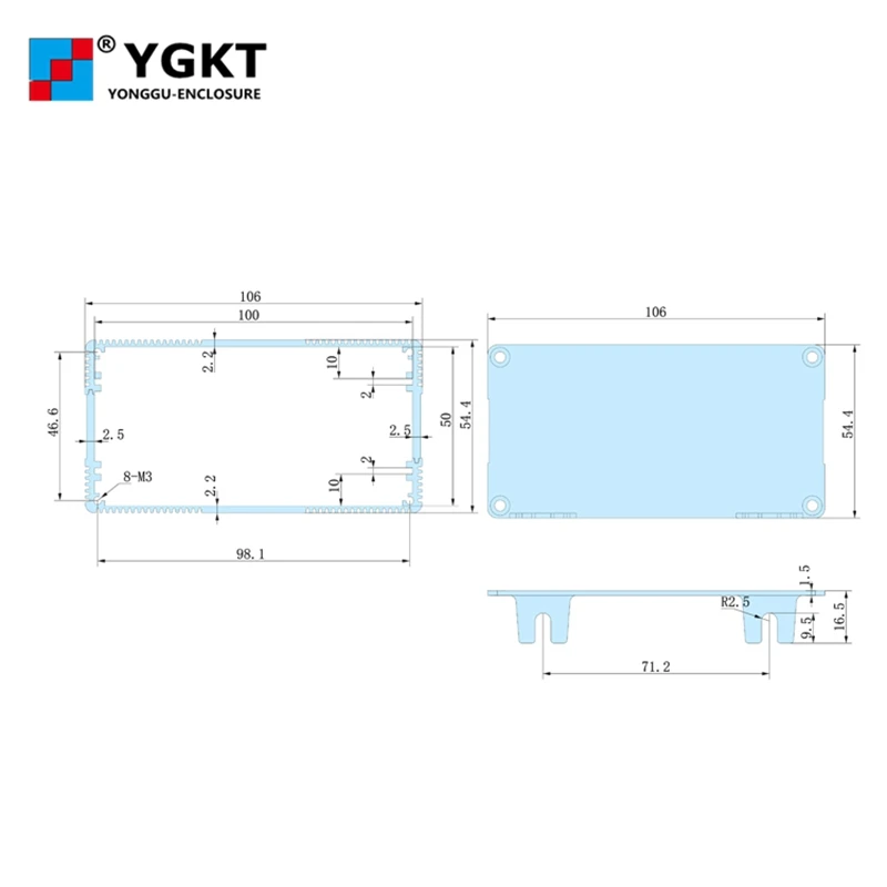 106*54*150/4.17 ''* 2 13'' * 5 9 ''мм (wxhxl) Алюминиевый корпус проект Электрический