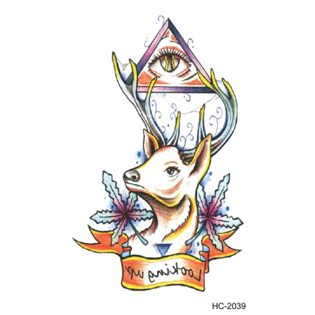 Модные Водонепроницаемый временная татуировка стикер с изображением оленя