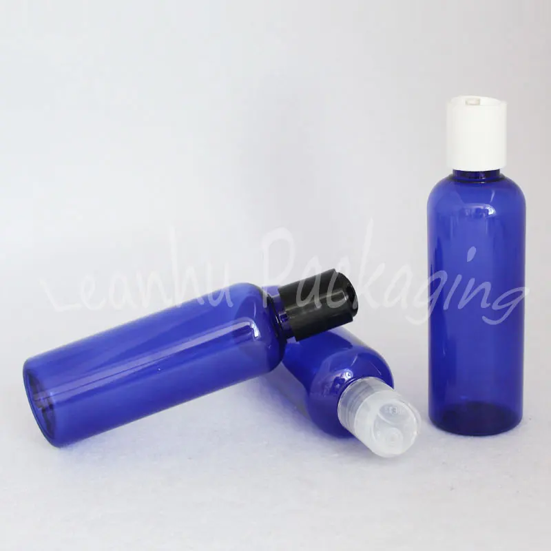 Голубая пластиковая бутылка 100 мл с верхней крышкой диска контейнер для