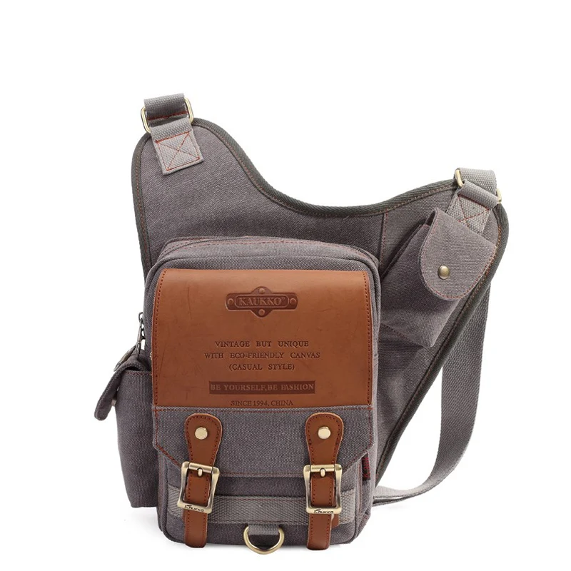 New Hot Sales!! KAUKKO vintage canvas bag Men Shoulder Messenger Cross Body Bag Sling Pack for Mens Business Chest | Багаж и сумки
