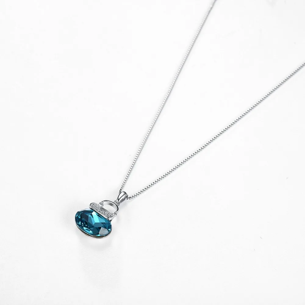 Женское ожерелье с подвеской Lekani украшенное кристаллами Swarovski из стерлингового
