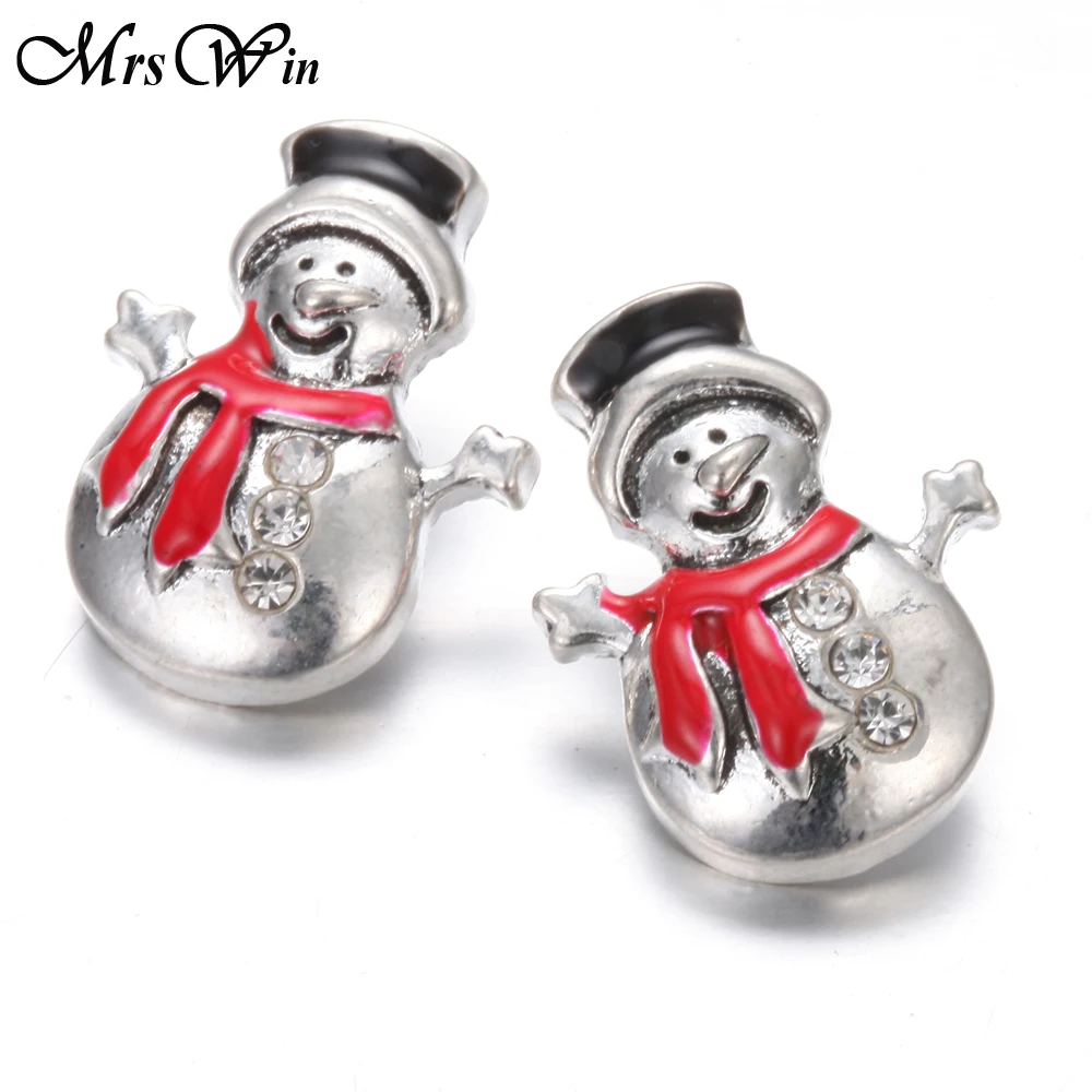 6pcs/lot New Christmas Snap Jewelry 18mm Metal Snowman Snap Buttons Fit Snap Button Bracelet Watches Women Jewelry images - 6