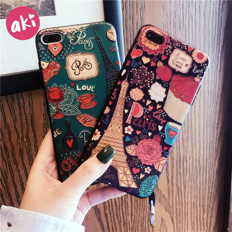 Чехол для телефона с рельефом Аки iPhone 6 6s Plus чехол Парижем Эйфелевой башней