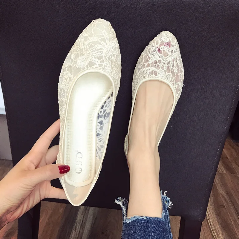 2019 New Women Flats Shoes Ballet Fashion Slip On Lace Flat Sweet Hollow Summer Female Casual Plus | Обувь