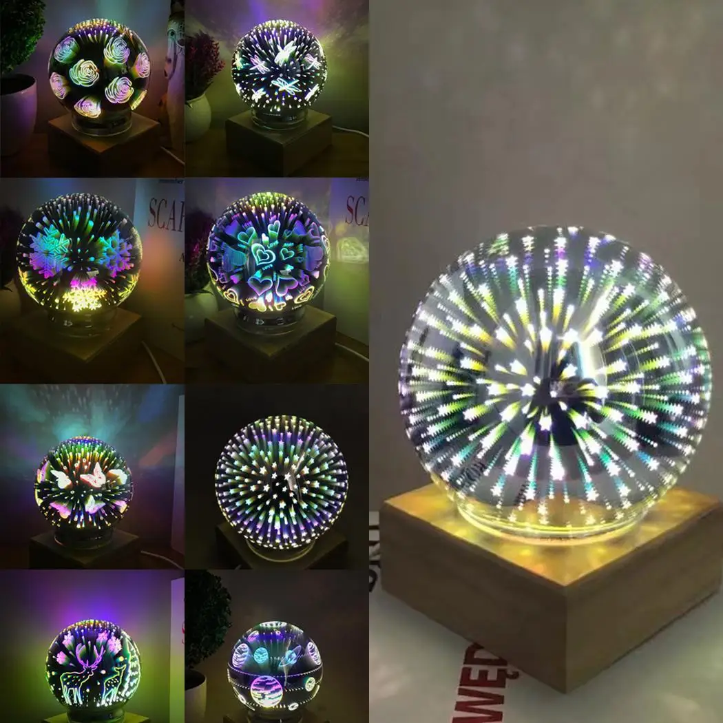 Creative 3D Glass Cover LED Night 5V Round Light Star Butterfly Desk 3W Lamp Home USB Decor As Picture | Лампы и освещение