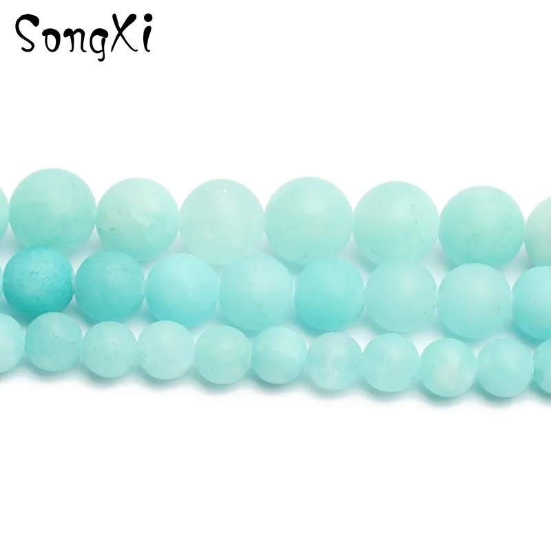 Матовые Круглые бусины небесно-голубого цвета для изготовления ювелирных