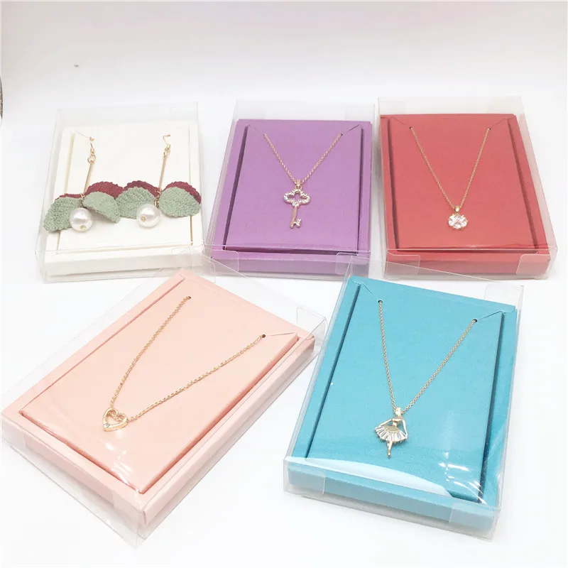 2*8*12cm Transparent Waterproof Plastic Jewelry Packing Boxes+Colorful Inner Necklace Cards Clear Pvc Pendant Displays Gift Box | Украшения