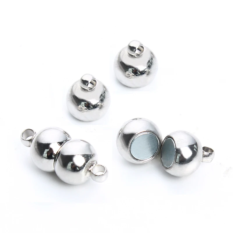 LOULEUR 10pcs/lot Rhodium Metal Strong Magnetic Clasps For Leather Cord Bracelets End Caps Connectors DIY Jewelry Making Finding | Украшения
