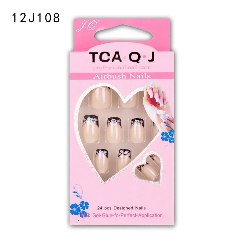 24 шт. набор предназначен Типсы Ложные Французский Полный Nail Книги по искусству
