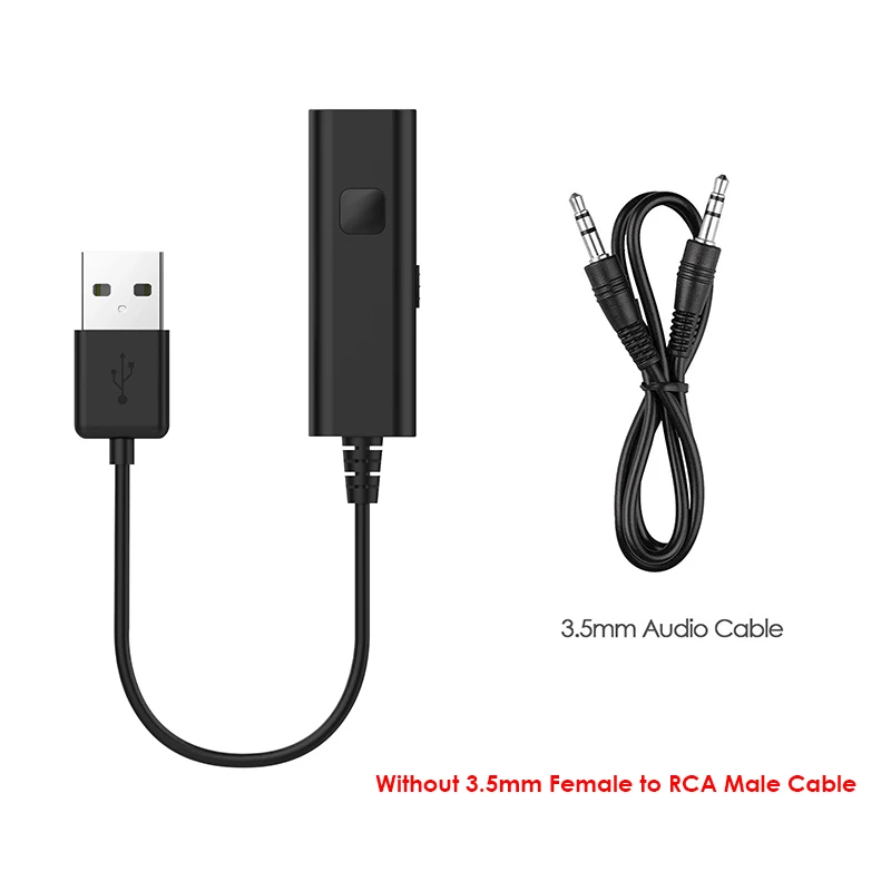 Black No RCA Cable VIKEFON Bluetooth приемник передатчик аудио USB адаптер 3,5 мм AUX RCA MP3 музыкальный автомобильный комплект ТВ Беспроводной Динамик адаптер для наушников - Цвет: Black No RCA Cable