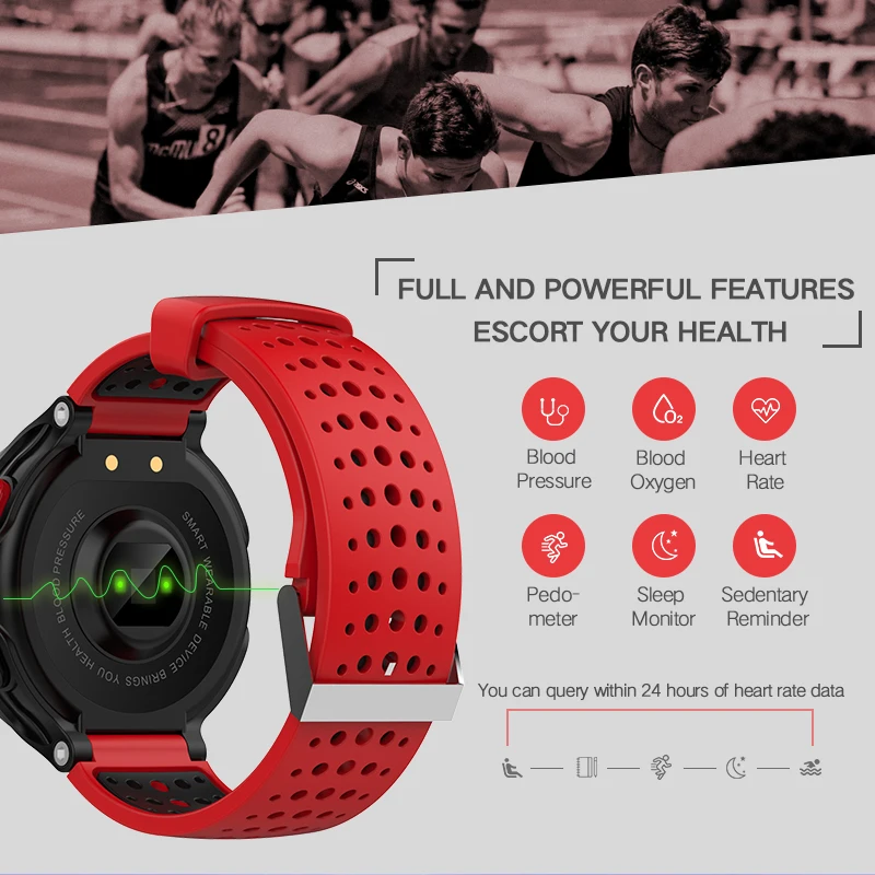 Водонепроницаемый smart watch мужские цвет кровяное давление монитор ip68 фитнес
