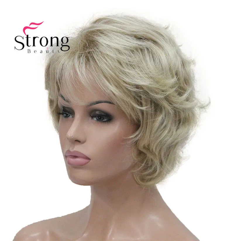 StrongBeauty блонд короткий мягкий пушистый многослойный милый волнистый