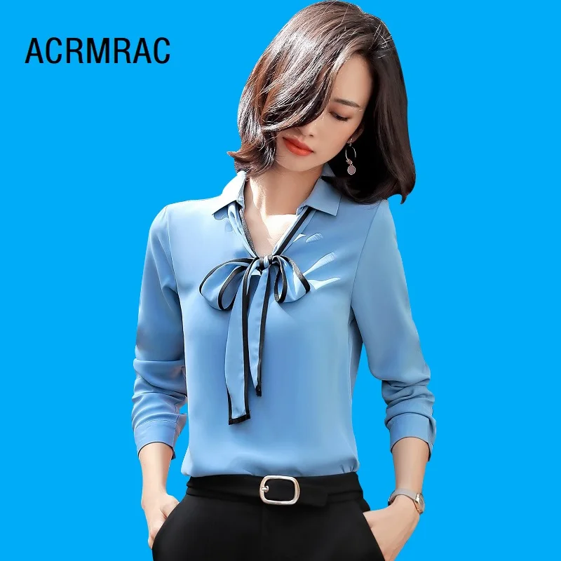 ACRMRAC Women Slim  splicing Long sleeves Business Formal wear OL Blouses & Shirts 876