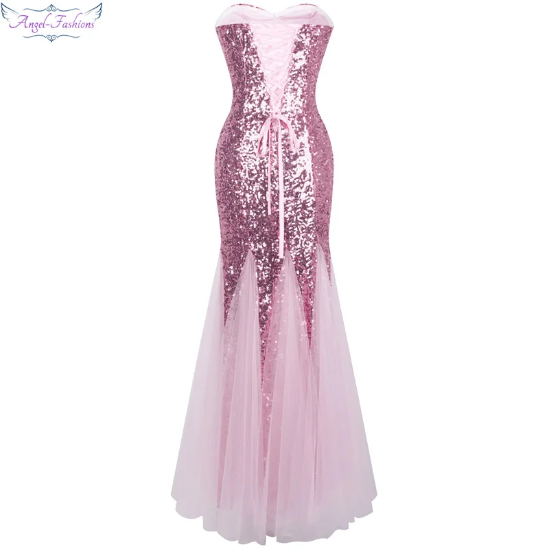 Angel-Fashion, с открытыми плечами, винтажные, с блестками, тюль, Длинные вечерние платья abendkleider 053